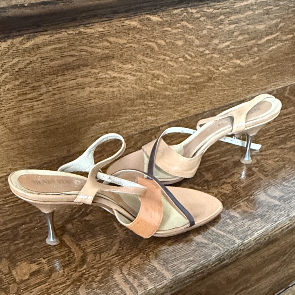 Henry Ferrera Tan and Cream Strappy Heels